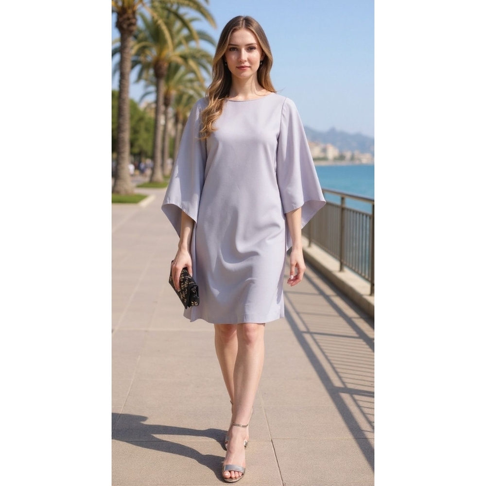 Alberta Ferretti Light Gray Shift Dress